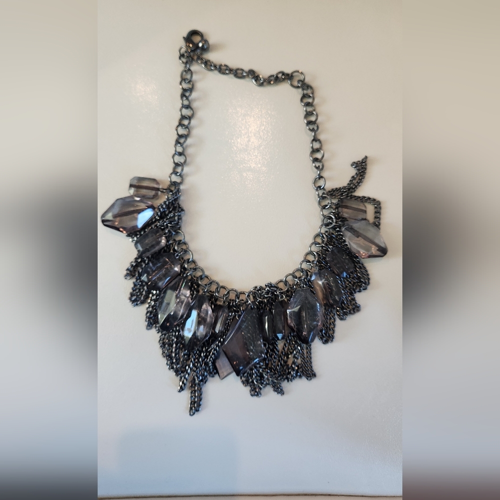 Bcbg Maxazria Black Stone Chunky Statement Necklace Y2k Rare Vintage